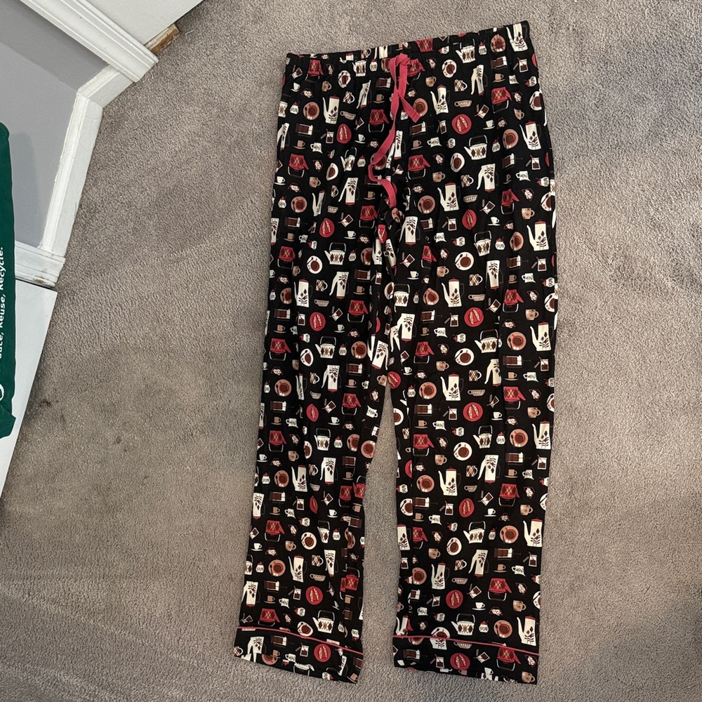 Cozy Black and Red Coffee Print Pajama Pants